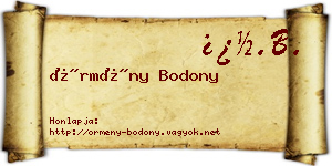 Örmény Bodony névjegykártya